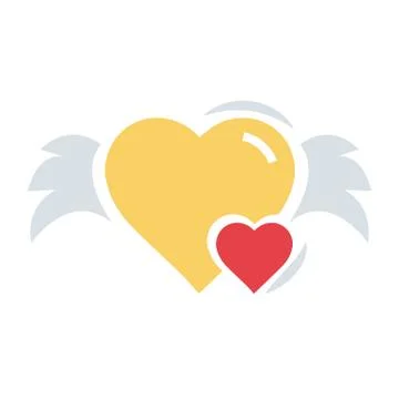 Hearts mini with wings flat icon Illustrazione stock