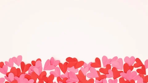 Hearts moving on the bottom of white background -Valentine's day stop motion 動画素材 120229214