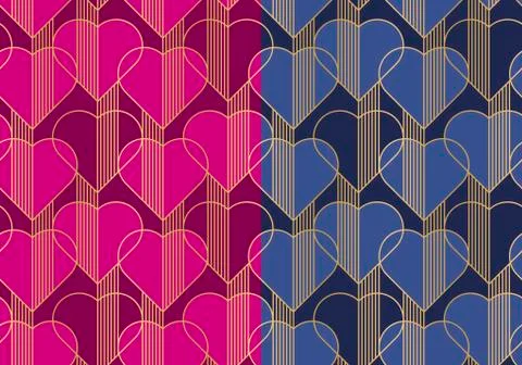 Hearts multicolor seamless vector pattern Illustrazione stock