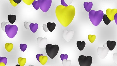 Hearts in Non Binary Flag Colors Stock Footage 277885763