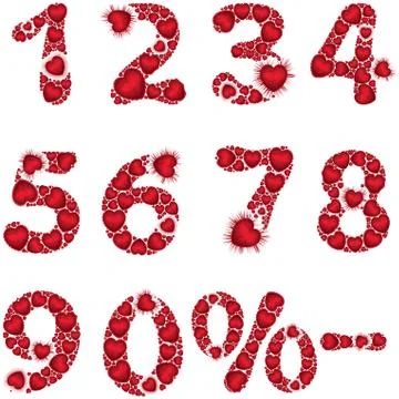 Hearts numbers set Stock Illustration