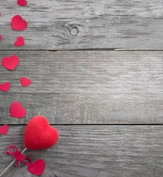 Hearts on the old table Stock Photos