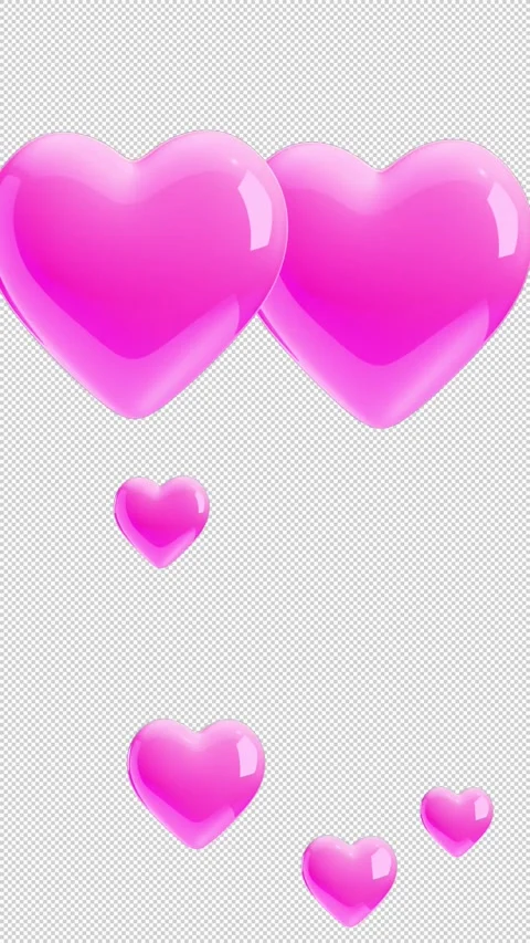 Hearts Overlay And Matte Transition Vertical Stock Footage 265147033