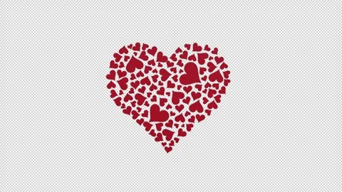 Hearts overlay, animation 3D on a transparent alpha channel background Stock Footage 262723233