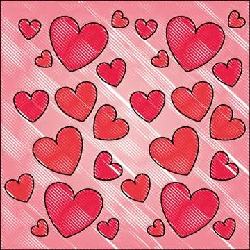 Hearts pattern background scribble Illustrazione stock