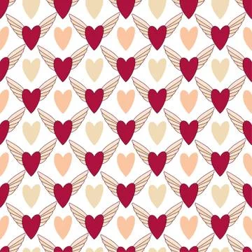 Hearts pattern background. Valentines Day seamless pattern. Print with red he Stock Illustration