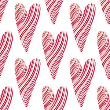 Hearts pattern background. Valentines seamless pattern. Hearts print in red c Stock Illustration