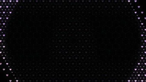 Hearts pattern on black background with hexagonal design Illustrazione stock