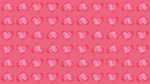 Hearts Pattern Cartoon Animation in Scribble Crayon Style Stock Footage 264500786