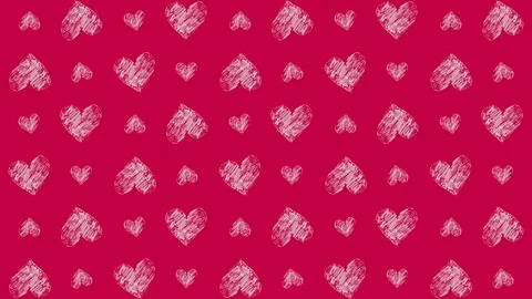 Hearts Pattern Cartoon Animation in Scribble Crayon Style Stock Footage 264501702