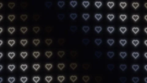 Hearts pattern with light effects on dark background Stock Footage 338118145