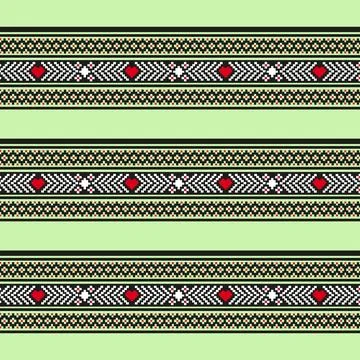 Hearts pattern on repeated seamless border on green background Stock Illustration