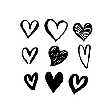 Hearts pattern for Saint Valentine Day vector sketch Stock Illustration