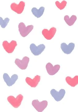 Hearts pattern, watercolor pastel background. Valentines day ornament Illustrazione stock