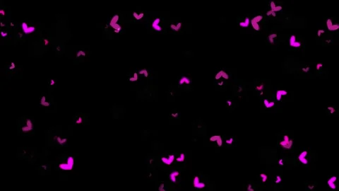 Hearts Pink Floating Animated Particles on Black Background Stockbeeldmateriaal 334959650