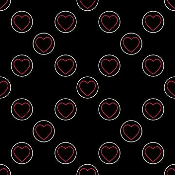 Hearts Playing Card Suit vector round linear seamless pattern or background Illustrazione stock