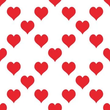 Hearts Playing Card Suit vector red solid minimal seamless pattern or backg.. Stock Illustration