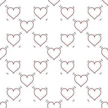 Hearts Playing Card Suit vector simple line seamless pattern or background Illustrazione stock