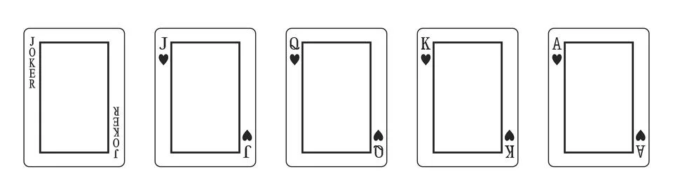 Hearts Playing Cards Frames Vector Outline Stock Illustration