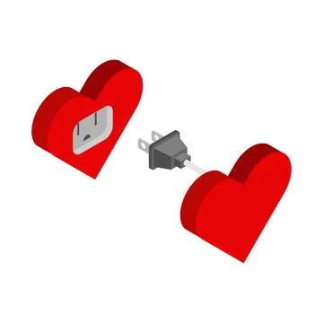 Hearts with plug and socket. Concept mutual love. 스톡 일러스트