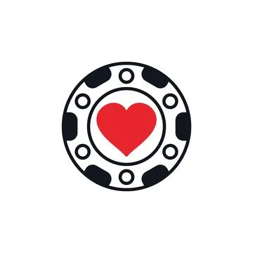 Hearts Poker Chip solid icon. Vector Casino symbol Stock Illustration