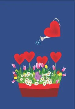 Hearts in a pot, Stock Illustration