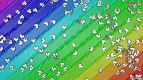 Hearts on rainbow background Stock Illustration