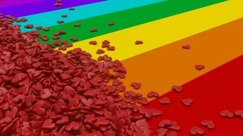 Hearts on rainbow background Illustrazione stock