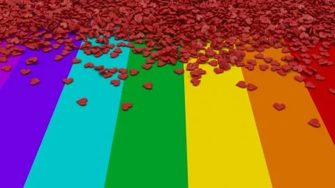 Hearts on rainbow background Stock Illustration