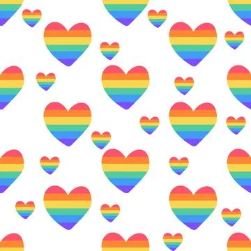 Hearts with rainbow, seamless pattern. LGBT rights symbol. LGBT community c.. Stock Illustration