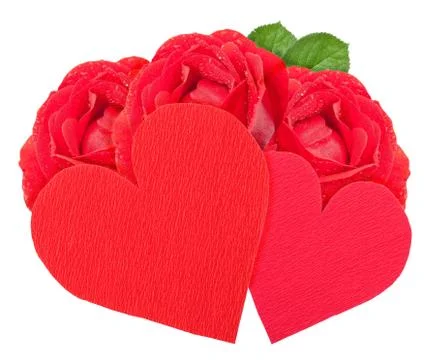 Hearts with roses Stock Photos