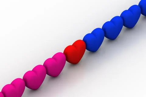 Hearts in a row Free Stock Illustration