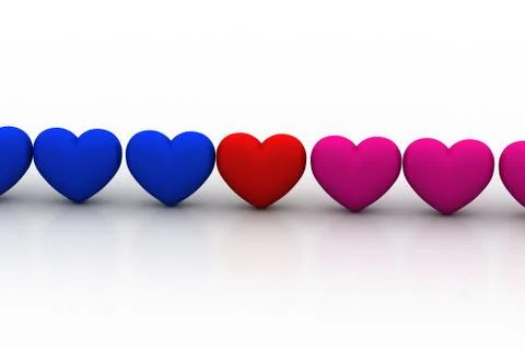 Hearts in a row Free Stock Illustration