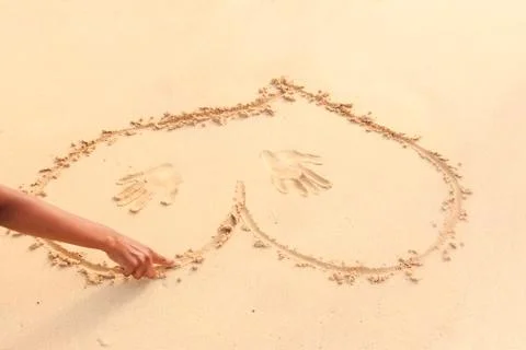Hearts in the sand Stock Photos