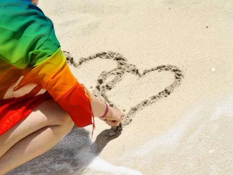 Hearts in the Sand Stock Photos