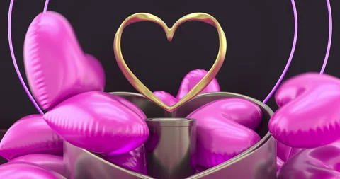 Hearts Scene: Rings, Falling Balloons. Stock Footage 261471214