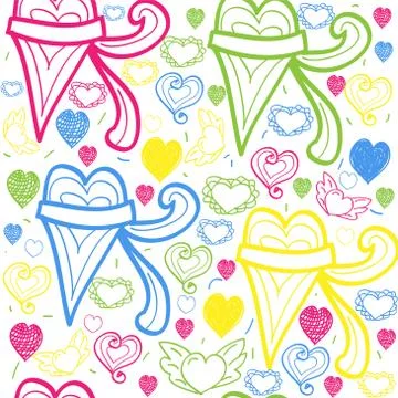Hearts seamless background Stock Illustration