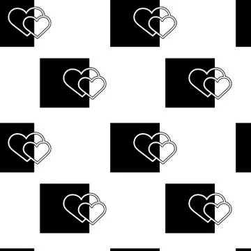 Hearts seamless background. Romantic style. Two-tone pattern Vector Illustrat Stock Illustration