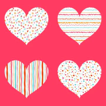 Hearts seamless pattern bright collection Stock Illustration