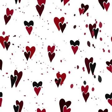 Hearts seamless pattern. Colorful heart shapes. Brush. 스톡 일러스트