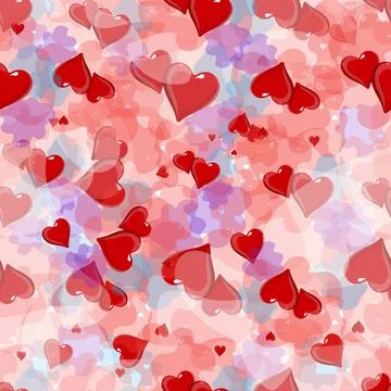 Hearts seamless pattern. Dense drawing. Valentine s Day. Pink transparent bac Stock Illustration