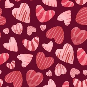 Hearts Seamless Pattern. Different hearts on bardo Stock Illustration