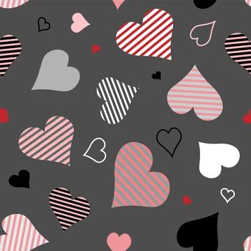 Hearts. Seamless pattern, fabric design, wrapping paper, wallpaper, backgroun Stock Illustration