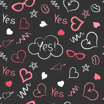 Hearts. Seamless pattern, fabric design, wrapping paper, wallpaper, backgroun 库存插图