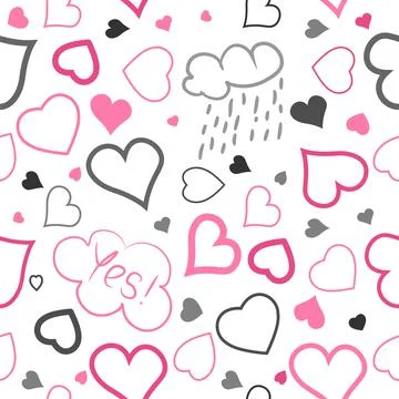 Hearts. Seamless pattern, fabric design, wrapping paper, wallpaper, backgroun Illustrazione stock