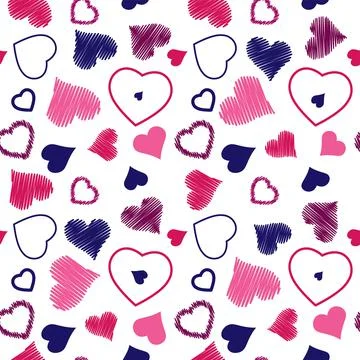 Hearts. Seamless pattern, fabric design, wrapping paper, wallpaper, backgroun Stock Illustration