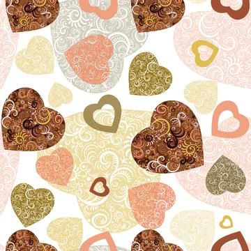 Hearts. Seamless pattern, fabric design, wrapping paper, wallpaper, backgroun Stock Illustration