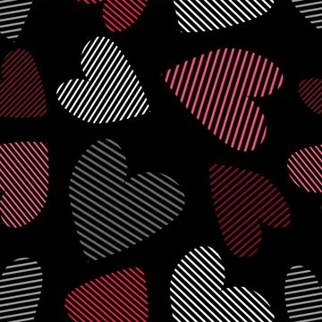 Hearts. Seamless pattern, fabric design, wrapping paper, wallpaper, backgroun 库存插图