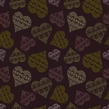 Hearts. Seamless pattern, fabric design, wrapping paper, wallpaper, backgroun Stock Illustration