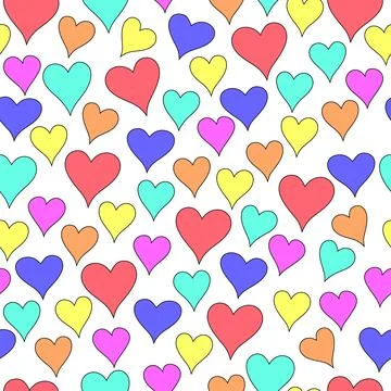 Hearts seamless pattern. Groovy. Stock Illustration